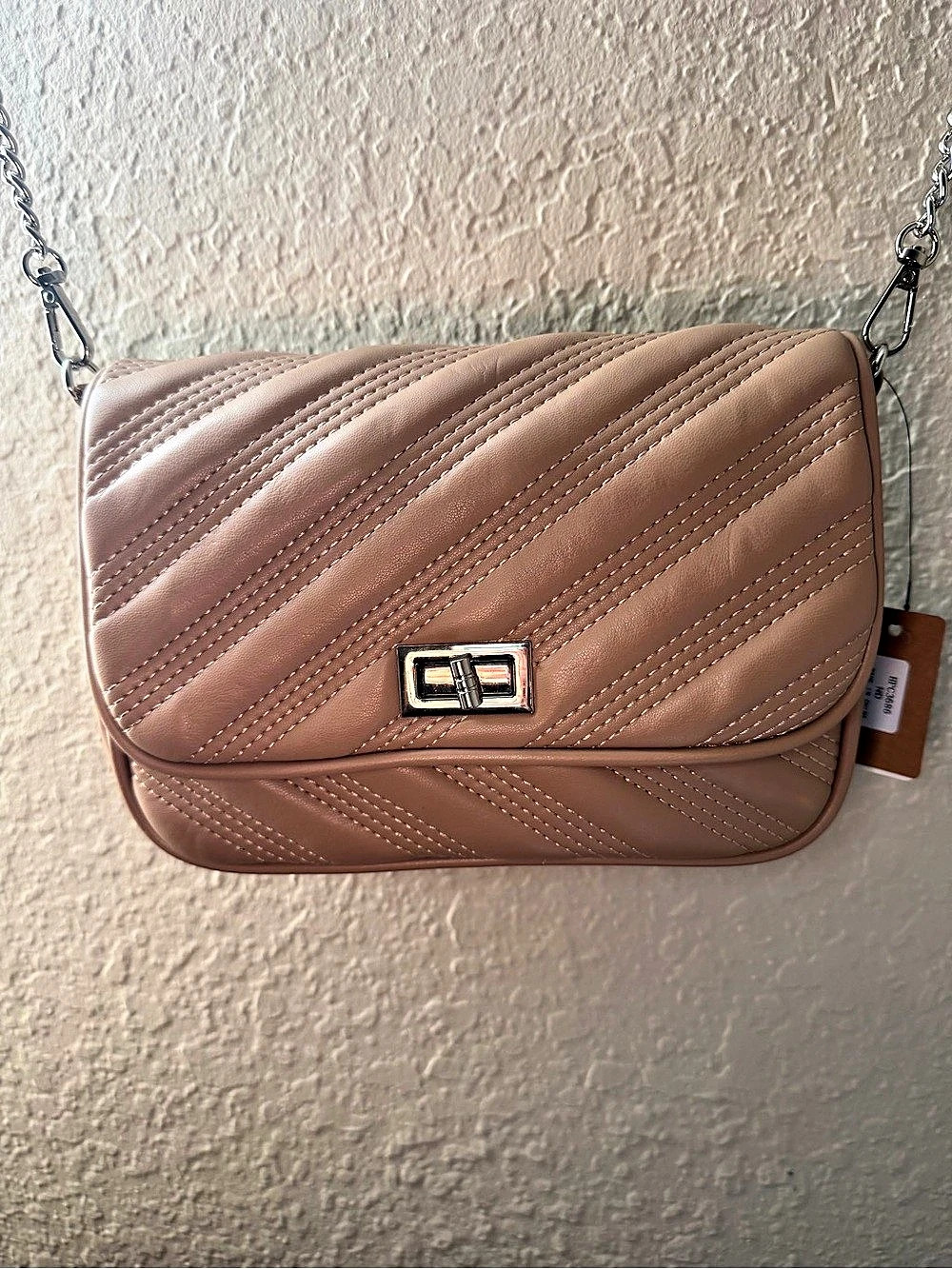 A New Day Quilted Turn Lock & Chain Crossbody Bag Brown